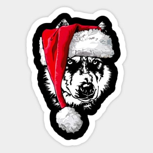 Funny Siberian Husky Santa Christmas dog mom gift Sticker